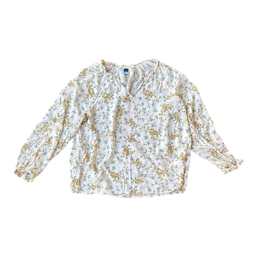 Old Navy  Floral V Neck Ultra Soft Rayon Puff Sleeve Pullover Top Large